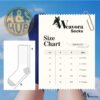 Size chart for navy blue cotton socks showing measurements in cm for kids ages 3 to 13 years